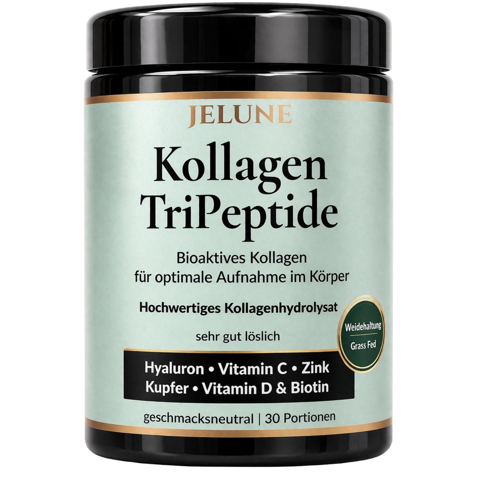 Originale JELUNE Kollagen TriPeptide Dose mit Hyaluron, Vitamin C, Zink, Kupfer, Vitamin D und Biotin, ohne MSM